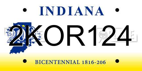 2KOR124 Indiana License Plate