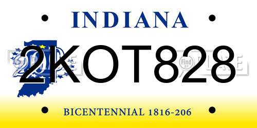 2KOT828 Indiana License Plate
