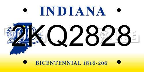 2KQ2828 Indiana License Plate