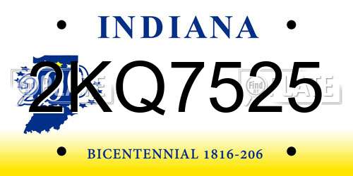 2KQ7525 Indiana License Plate