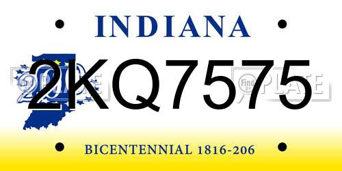 2KQ7575 Indiana License Plate