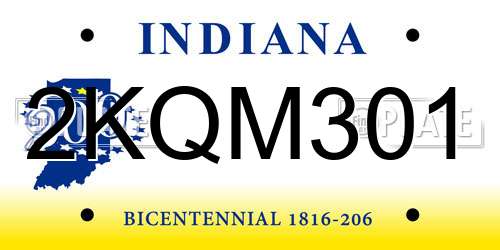 2KQM301 Indiana License Plate
