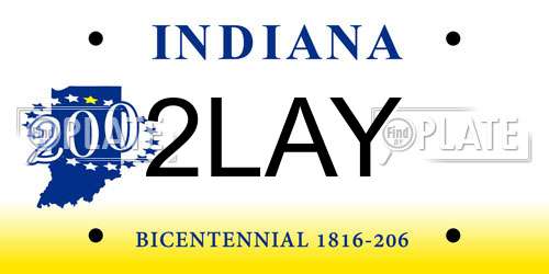 2LAY Indiana License Plate