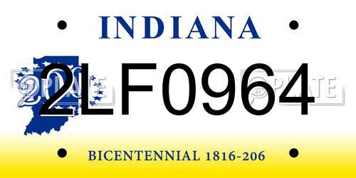 2LF0964 Indiana License Plate