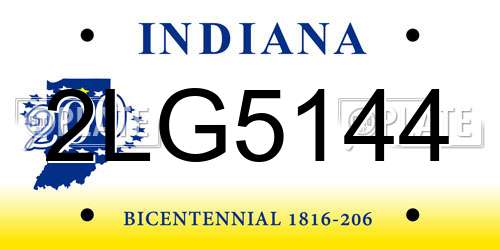 2LG5144 Indiana License Plate