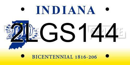 2LGS144 Indiana License Plate