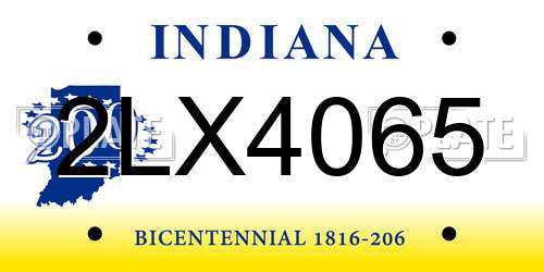 2LX4065 Indiana License Plate
