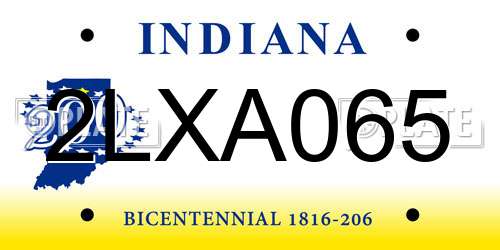 2LXA065 Indiana License Plate