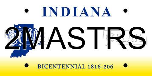 2MASTRS Indiana License Plate