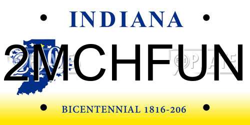 2MCHFUN Indiana License Plate