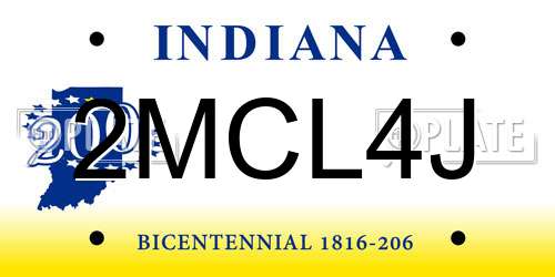 2MCL4J Indiana License Plate