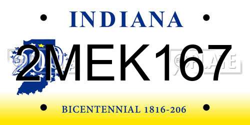 2MEK167 Indiana License Plate