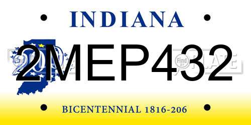 2MEP432 Indiana License Plate