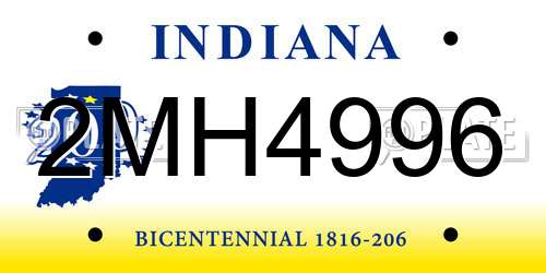 2MH4996 Indiana License Plate