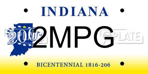 2MPG Indiana License Plate