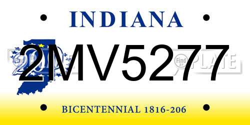 2MV5277 Indiana License Plate