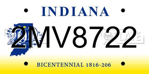 2MV8722 Indiana License Plate