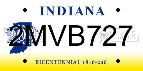 2MVB727 Indiana License Plate