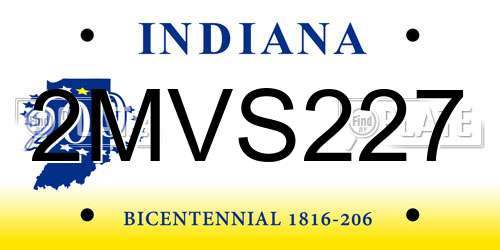 2MVS227 Indiana License Plate