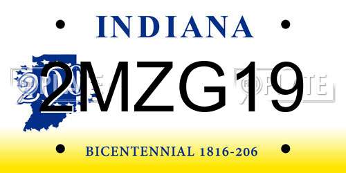 2MZG19 Indiana License Plate