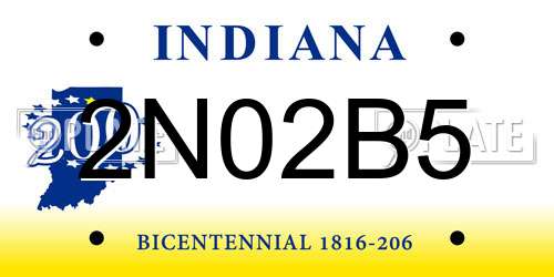 2N02B5 Indiana License Plate