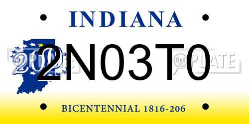 2N03T0 Indiana License Plate
