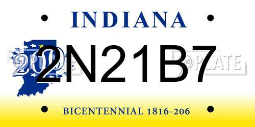 2N21B7 Indiana License Plate