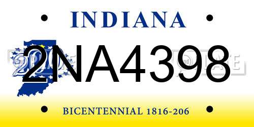2NA4398 Indiana License Plate
