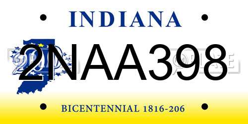 2NAA398 Indiana License Plate