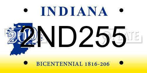 2ND255 Indiana License Plate