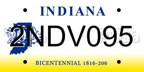 2NDV095 Indiana License Plate