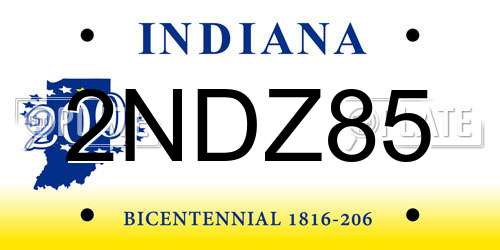 2NDZ85 Indiana License Plate
