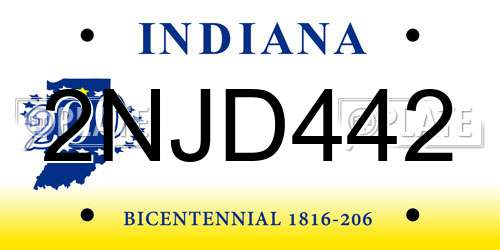 2NJD442 Indiana License Plate