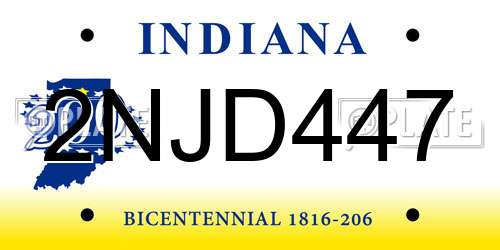 2NJD447 Indiana License Plate