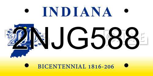 2NJG588 Indiana License Plate
