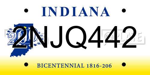 2NJQ442 Indiana License Plate