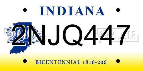 2NJQ447 Indiana License Plate