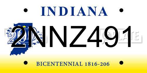 2NNZ491 Indiana License Plate