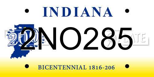 2NO285 Indiana License Plate