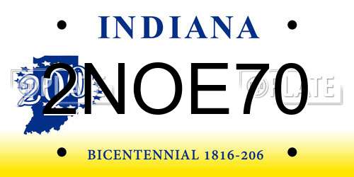 2NOE70 Indiana License Plate