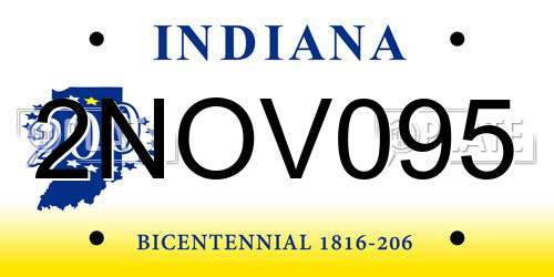 2NOV095 Indiana License Plate