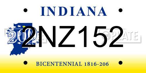 2NZ152 Indiana License Plate