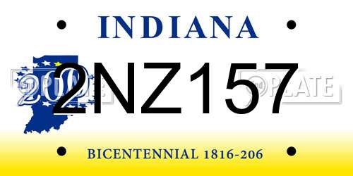 2NZ157 Indiana License Plate