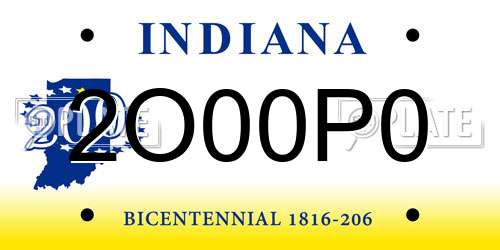 2O00P0 Indiana License Plate
