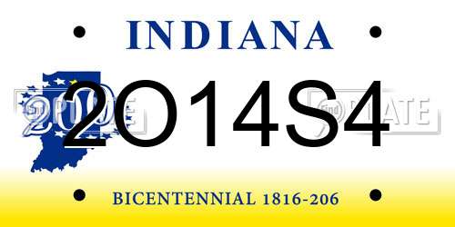 2O14S4 Indiana License Plate