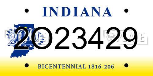 2O23429 Indiana License Plate