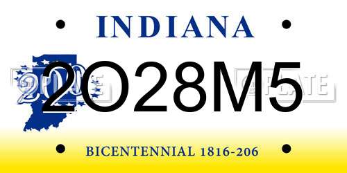 2O28M5 Indiana License Plate