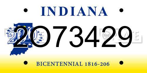 2O73429 Indiana License Plate