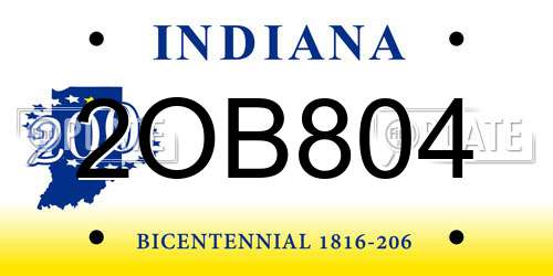 2OB804 Indiana License Plate