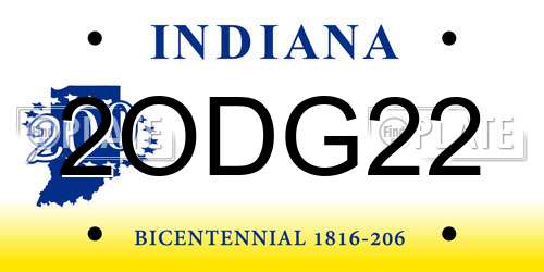 2ODG22 Indiana License Plate